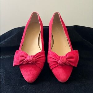 Talbots Red Suede Flats with Bow